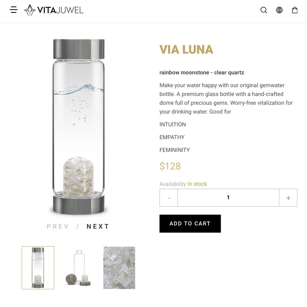 GEM WATER BOTTLE - VITA JUWEL BRAND NEW UNOPENED